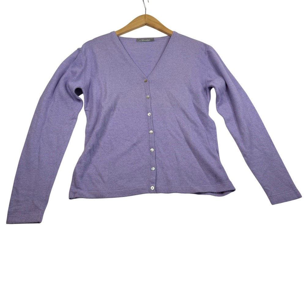 Tricobel Lavender Cashmere Angora Silk Blend V-Neck Cardigan Sweater Purple